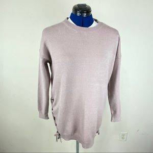 debut long sleeve oversized side tie tunic sweater